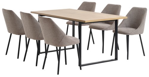 AABENRAA L160 table oak + 4 VELLEV chairs sand/black