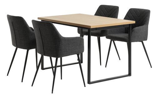 AABENRAA Μ120 τραπέζι δρυς + 4 PURHUS καρέκλες γκρι