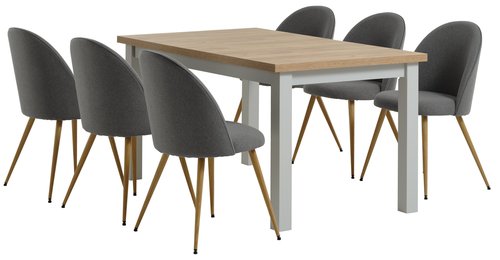 MARKSKEL Μ150/193 τραπέζι αν.γκρι + 4 KOKKEDAL καρέκλες γκρι
