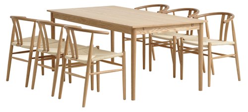 MARSTRUP H190/280 asztal tölgy + 4 GUDERUP szék tölgy/natúr