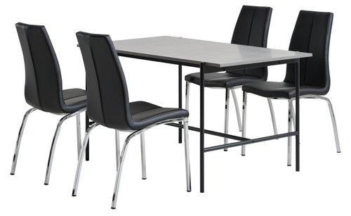 TERSLEV L140 bord + 4 HAVNDAL stol svart