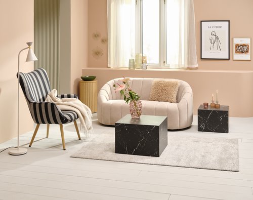 Sohvapöytä TINGSTED 55/45x55/45 musta marmorinvärinen 2 kpl