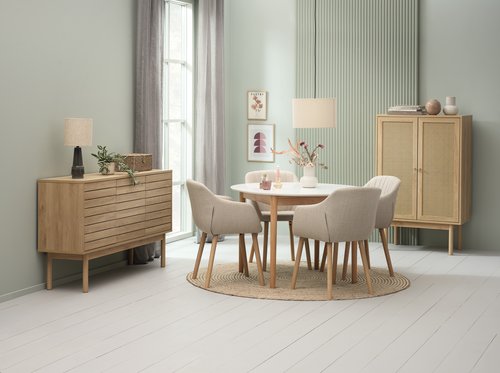Dining table MARSTRAND D110/110x200 white/natural | JYSK