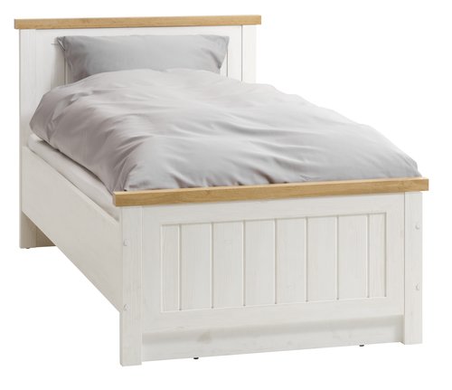 Bed frame MARKSKEL Single oak/white