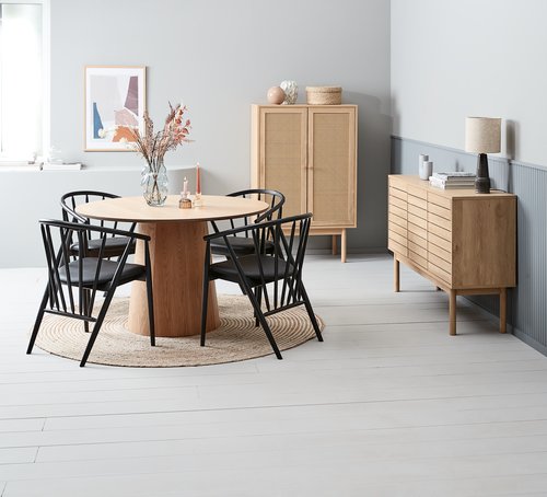 Schrank HALMSTAD 2 Türen Polyrattan/eichefarben JYSK