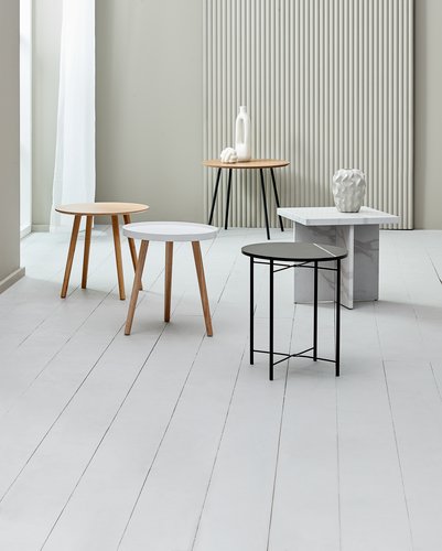 Mesa auxiliar BAKKEBJERG Ø40 blanco/natural