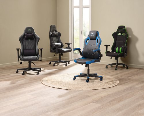 Καρέκλα gaming VOJENS μαύρο/μπλε δερματίνη/πλέγμα