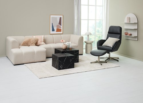 Sohvapöytä TINGSTED 55/45x55/45 musta marmorinvärinen 2 kpl