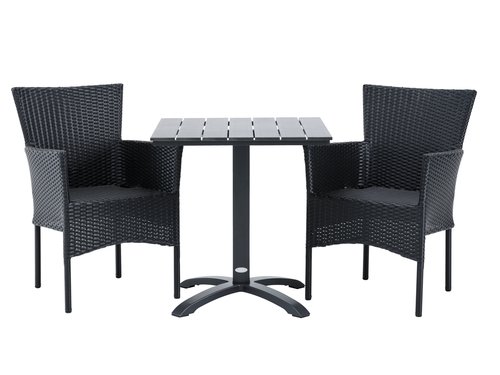 HOBRO L70 Tisch + 2 AIDT Stuhl schwarz