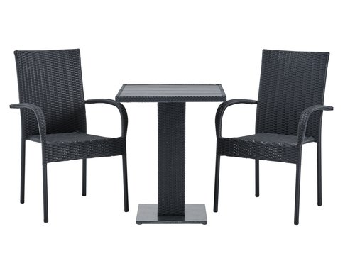 THY Μ60 τραπέζι + 2 GUDHJEM καρέκλες μαύρο
