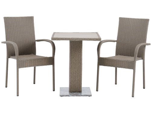 THY Μ60 τραπέζι + 2 GUDHJEM καρέκλες φυσικό