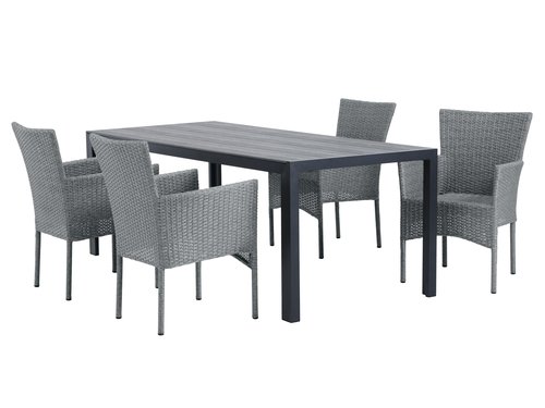 PINDSTRUP Μ205 τραπέζι + 4 AIDT καρέκλες γκρι