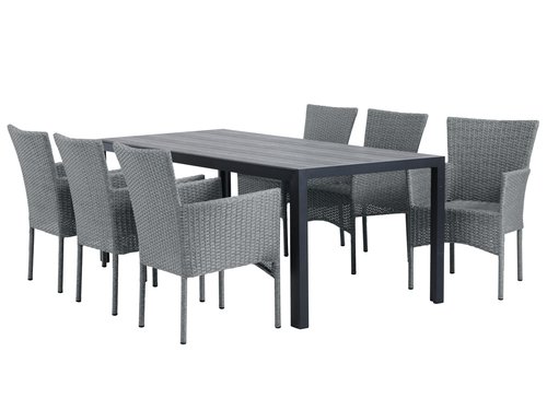 PINDSTRUP 205 masă + 4 AIDT scaun gri