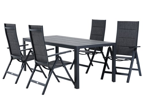 PINDSTRUP P205 pöytä + 4 MYSEN tuoli harmaa
