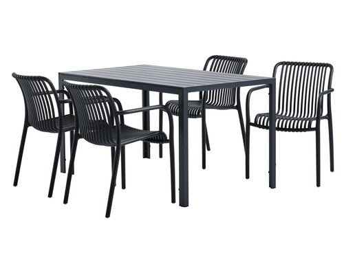 JERSORE L140 tafel + 4 NABBEN stoelen zwart