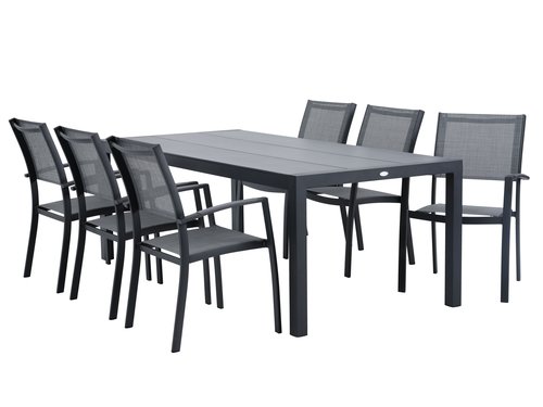 HAGEN P214 pöytä + 4 STRANDBY tuoli harmaa