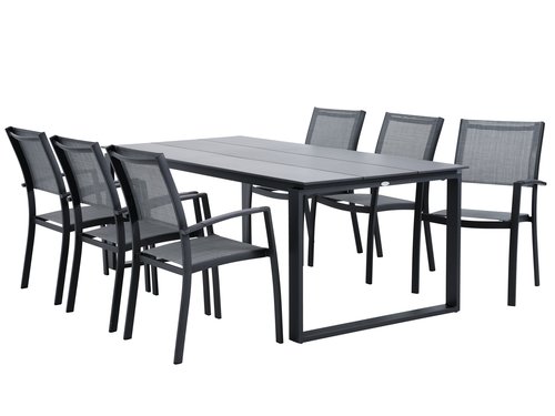 KOPERVIK L215 Tisch + 4 STRANDBY Stuhl grau