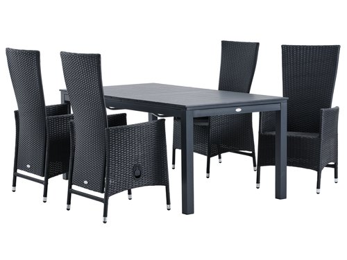 VATTRUP P170/273 pöytä + 4 SKIVE tuoli musta