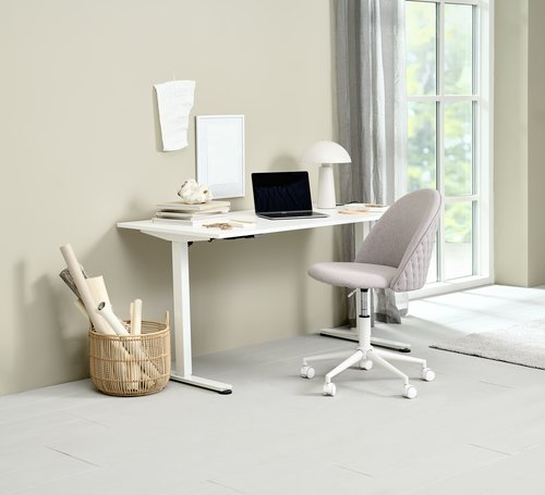Skrivebordsstol KOKKEDAL grå stoff/hvit