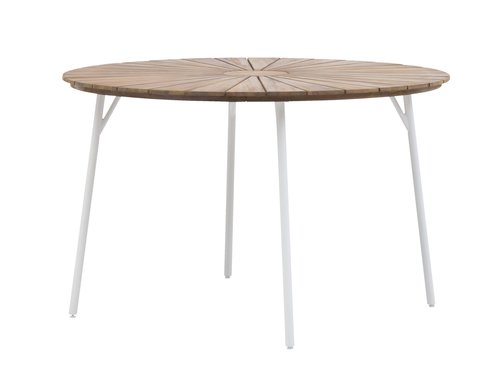 Table de jardin BASTRUP Ø120 naturel/blanc