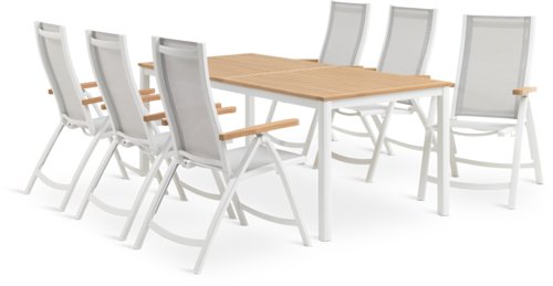 RAMTEN D206 stůl tvrdé dřevo + 4 SLITE bílá