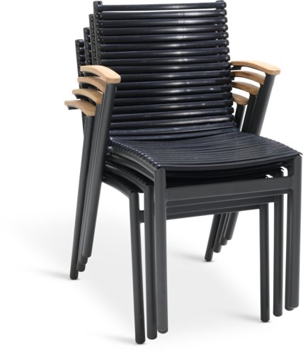 BARSMARK D210 stůl týk + 4 SADBJERG stohovací židle