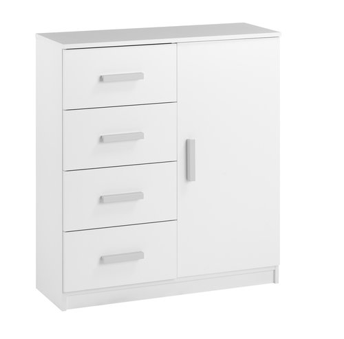 Commode TAPDRUP 4 tiroirs 1 porte combi blanc