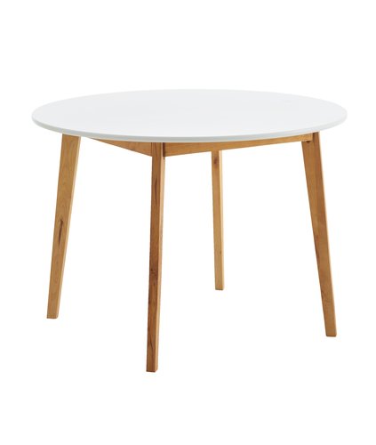 Spisebord JEGIND Ø105 hvid/natur