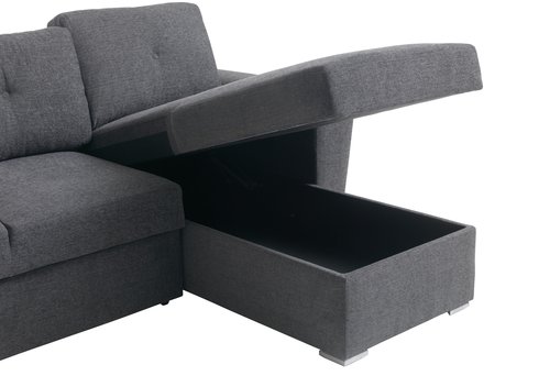 Sofá cama chaise longue VEJLBY gris oscuro