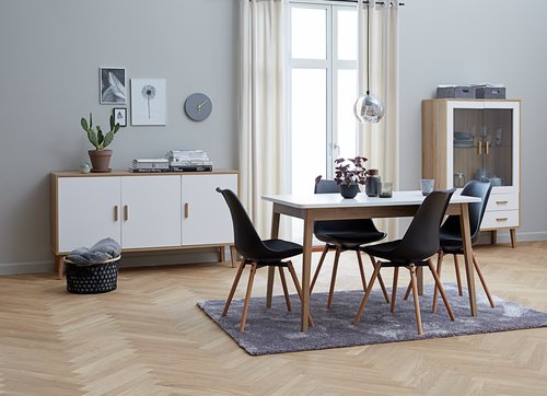 Sedia KASTRUP velluto rosa/rovere