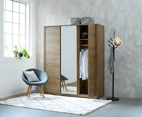 Armoire VEDDE 167x197 avec miroir chêne sauvage