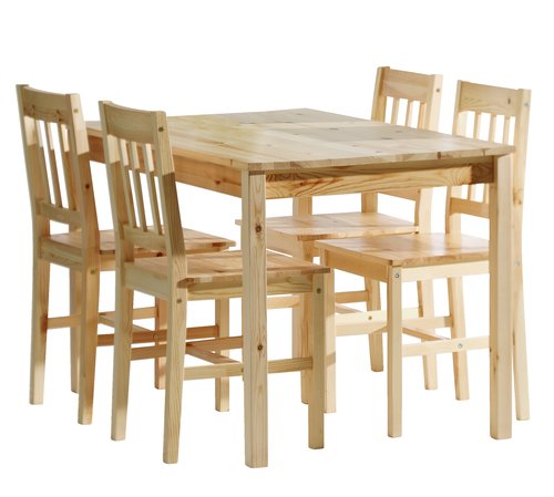 TYLSTRUP D118 stôl borovica + 4 TYLSTRUP stoličky borovica