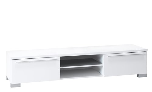 TV bench AAKIRKEBY 2 drawers 1 shelf white high gloss
