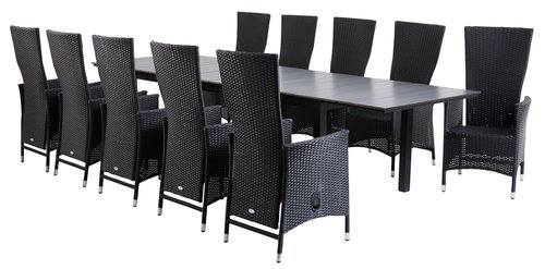 MOSS L214/315 bord grå + 4 SKIVE stol svart