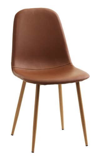 Sandalye JONSTRUP konyak suni deri/meşe rengi