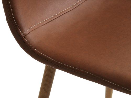 Jídelní židle JONSTRUP koňaková koženka/barva dubu