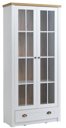 Display cabinet MARKSKEL 2 doors white/oak colour