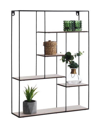 Wall shelf HEJLSMINDE black/natural | JYSK