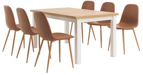 MARKSKEL Μ150/193 τραπέζι + 4 JONSTRUP κονιάκ/δρυς