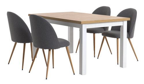 MARKSKEL D150/193 stůl + 4 KOKKEDAL židle šedá/dub