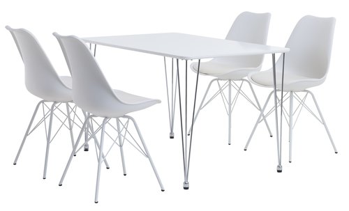 BANNERUP D120 stůl bílá + 4 KLARUP židle bílá