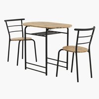 GADSTRUP L92 Tisch + 2 GADSTRUP Stühle schwarz/eiche