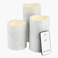 Candle LAVA white w/LED 3 pack