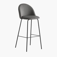 Bar stool GRINDSTED velvet grey/black