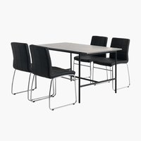 TERSLEV P140 pöytä + 4 HAMMEL tuoli musta