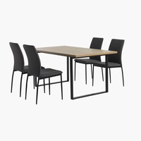 AABENRAA L160 table chêne + 4 TRUSTRUP chaises gris