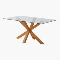 Mesa jantar SASKIA 90x160 carvalho/vidro