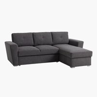 Sofa bed chaise longue VEJLBY dark grey fabric