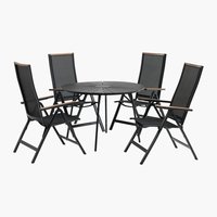 RANGSTRUP Ø110 tafel + 4 BREDSTEN stoelen zwart