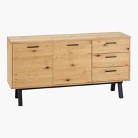 Sideboard SANDBY 2 drs.+ 3 drawers natural oak/black